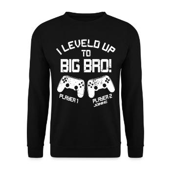 Gaming - I Leveled Up To Big Bro - Endlich Bruder - Unisex Pullover - Schwarz - Vorne - Alina (178cm) & Michal (187cm)
