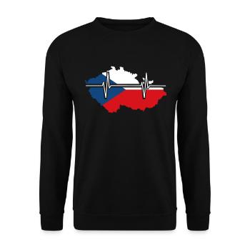 Czech Republic Heartbeat Flag Vintage Czech Republic - Unisex Sweatshirt - black - Front - Alina (178cm) & Michal (187cm)