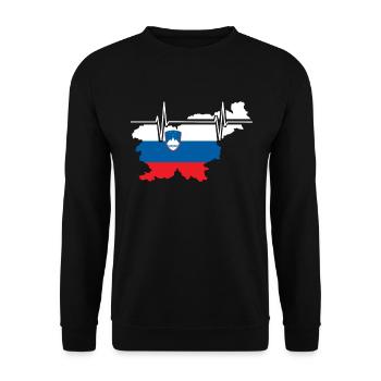 Slowenien Herzschlag Flagge Vintage Slowenien - Unisex Pullover - Schwarz - Vorne - Alina (178cm) & Michal (187cm)