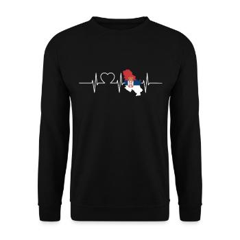 Serbie Battements de cœur Drapeau Serbie Vintage - Sweat-shirt Unisexe - noir - Devant - Alina (178cm) & Michal (187cm)