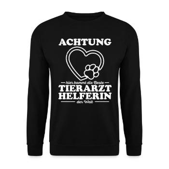 Tierarzt Tierarzthelferin Tiermedizinisch Geschenk - Unisex Pullover - Schwarz - Vorne - Alina (178cm) & Michal (187cm)