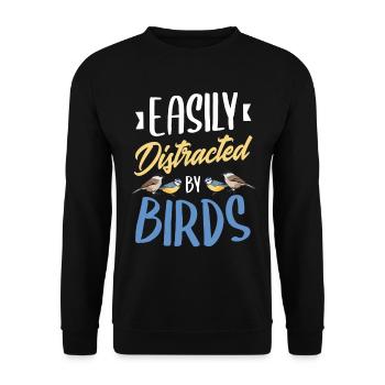 Bird watching funny Easily distracted by birds - Unisex Sweatshirt - black - Front - Alina (178cm) & Michal (187cm)