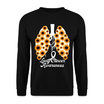White Ribbon Lungenkrebs Bewusstsein Sonnenblume - Unisex Pullover - Schwarz - Vorne - Alina (178cm) & Michal (187cm)