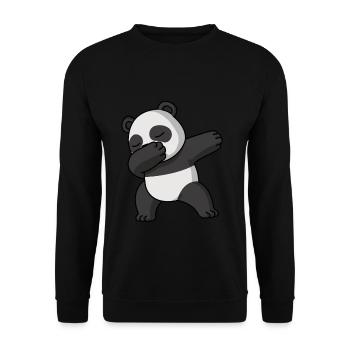 Dabbing Panda Lustig Schlafanzug Kostüm - Unisex Pullover - Schwarz - Vorne - Alina (178cm) & Michal (187cm)