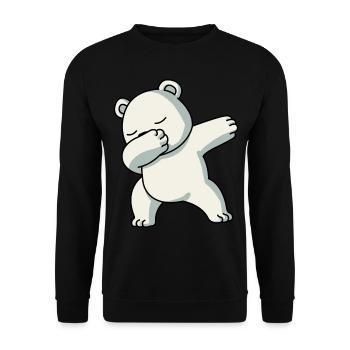 Dabbing Eisbär Lustig Schlafanzug Kostüm - Unisex Pullover - Schwarz - Vorne - Alina (178cm) & Michal (187cm)