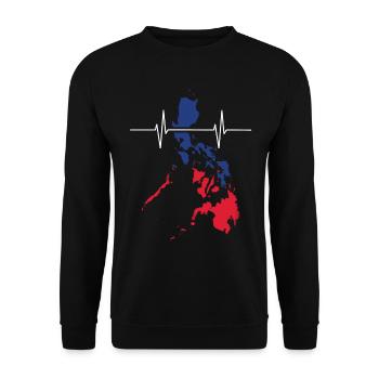 Philippinen Herzschlag Flagge Vintage Philippinen - Unisex Pullover - Schwarz - Vorne - Alina (178cm) & Michal (187cm)