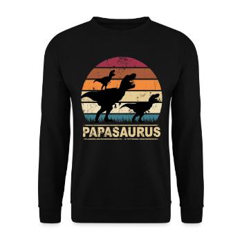 Papa Saurus Dino Twins Papasaurus Dinosaur - Unisex Sweatshirt - black - Front - Alina (178cm) & Michal (187cm)