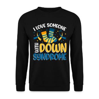 Ich liebe jemanden mit Down-Syndrom - Unisex Pullover - Schwarz - Vorne - Alina (178cm) & Michal (187cm)