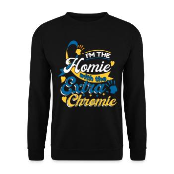 Chromosomes I'm The With The Extra Chromie - Unisex Sweatshirt - black - Front - Alina (178cm) & Michal (187cm)
