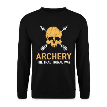 Bow Bow Archery The Traditional Way - Unisex Sweatshirt - black - Front - Alina (178cm) & Michal (187cm)