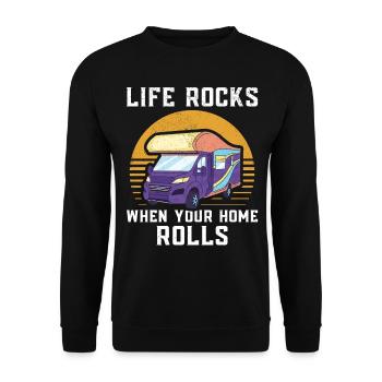 Camping Camping Camping Camping Camping-car Rétro - Sweat-shirt Unisexe - noir - Devant - Alina (178cm) & Michal (187cm)