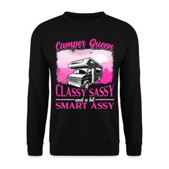 Camping Motorhome Campervan Retro - Unisex Sweatshirt - black - Front - Alina (178cm) & Michal (187cm)