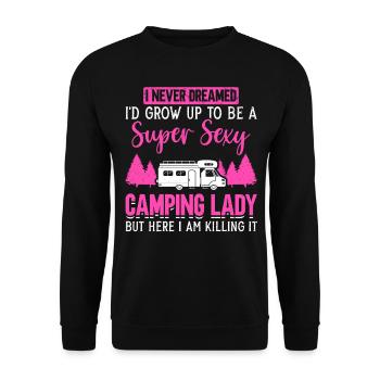 Super Sexy Camping Lady Motorhome - Unisex Pullover - Schwarz - Vorne - Alina (178cm) & Michal (187cm)