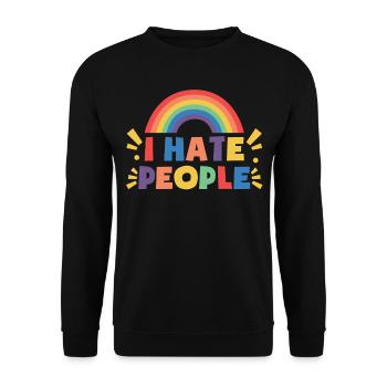 I Hat People Rainbow I Hate People Hate valentine - Unisex Pullover - Schwarz - Vorne - Alina (178cm) & Michal (187cm)