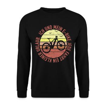 E-Bike Fahrrad Spruch eBike Elektrofahrrad - Unisex Pullover - Schwarz - Vorne - Alina (178cm) & Michal (187cm)