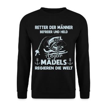 Angeln Fischen Sportfischer Angler Frauen Damen - Unisex Pullover - Schwarz - Vorne - Alina (178cm) & Michal (187cm)