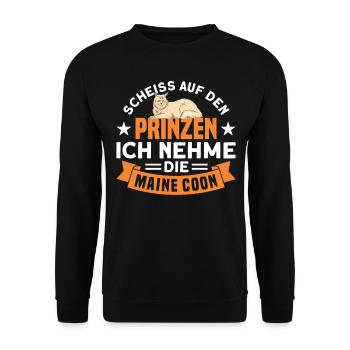 Katzenliebhaber Katze Maine Coon Geschenk - Unisex Pullover - Schwarz - Vorne - Alina (178cm) & Michal (187cm)