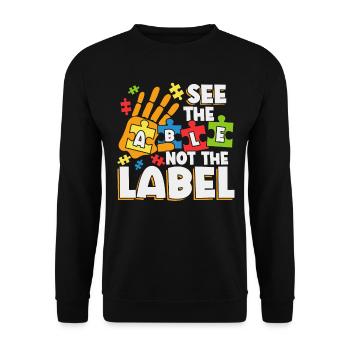 Voir l’étiquette Able Not The Autism Awareness - Sweat-shirt Unisexe - noir - Devant - Alina (178cm) & Michal (187cm)