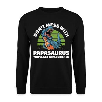 Papasaurus jurasskicked Rex for men dinasor papa - Unisex Pullover - Schwarz - Vorne - Alina (178cm) & Michal (187cm)
