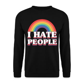 I Hat People Rainbow I Hate People Hate valentine - Unisex Pullover - Schwarz - Vorne - Alina (178cm) & Michal (187cm)