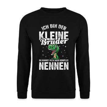 Kinder Geburtstag | Kleiner Bruder Geschenkideen - Unisex Pullover - Schwarz - Vorne - Alina (178cm) & Michal (187cm)