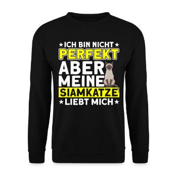 Siam Katze Katzenliebhaber Siamkatze Geschenk - Unisex Pullover - Schwarz - Vorne - Alina (178cm) & Michal (187cm)