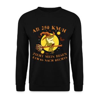 Ab 250 kmh zieht mein Besen etwas nach rechts Hexe - Unisex Pullover - Schwarz - Vorne - Alina (178cm) & Michal (187cm)