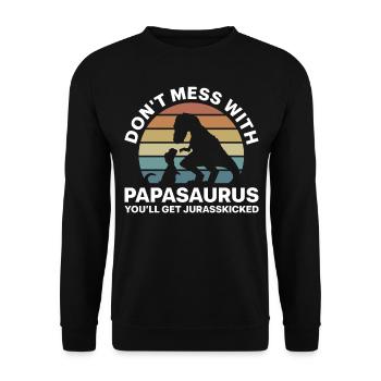Papasaurus jurasskicked Rex pour homme dinasor papa - Sweat-shirt Unisexe - noir - Devant - Alina (178cm) & Michal (187cm)