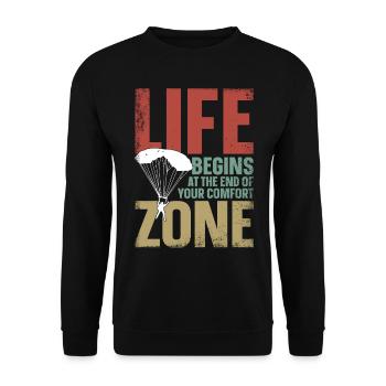 Parachute Vintage parachutisme - Sweat-shirt Unisexe - noir - Devant - Alina (178cm) & Michal (187cm)