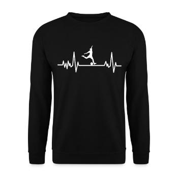 Fußball Trainer Herzschlag Puls EKG Geschenk Sport - Unisex Pullover - Schwarz - Vorne - Alina (178cm) & Michal (187cm)