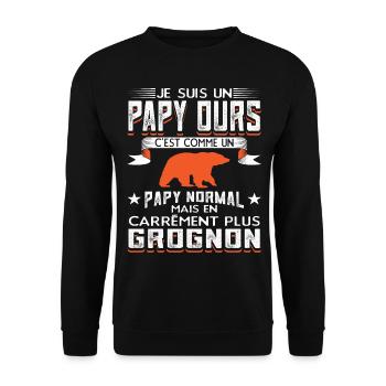 Grand-Père Papou Papy - Sweat-shirt Unisexe - noir - Devant - Alina (178cm) & Michal (187cm)