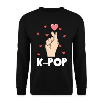 K-Pop Kpop Ich Liebe K-Pop Herz - Unisex Pullover - Schwarz - Vorne - Alina (178cm) & Michal (187cm)