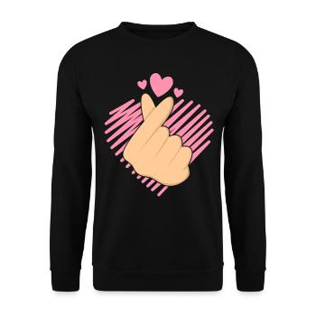 K-Pop Handschnipser Liebe - Unisex Pullover - Schwarz - Vorne - Alina (178cm) & Michal (187cm)