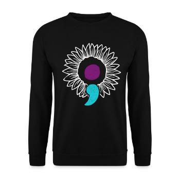 Point-virgule de sensibilisation à la prévention du suicide au tournesol - Sweat-shirt Unisexe - noir - Devant - Alina (178cm) & Michal (187cm)