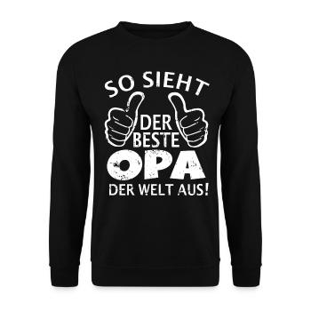 So sieht der beste Opa der Welt aus Vatertag Opi - Unisex Pullover - Schwarz - Vorne - Alina (178cm) & Michal (187cm)