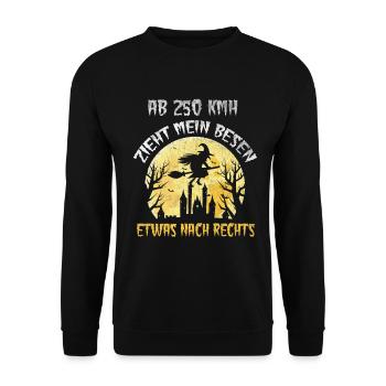 Hexe Ab 250 kmh zieht mein Besen etwas nach rechts - Unisex Pullover - Schwarz - Vorne - Alina (178cm) & Michal (187cm)
