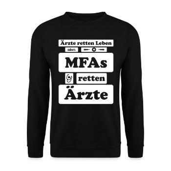 Medizinische Fachangestellte Krankenschwester MFA - Unisex Pullover - Schwarz - Vorne - Alina (178cm) & Michal (187cm)