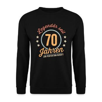 70ter Geburtstag 70 Siebzig Geburtstagsgeschenk - Unisex Pullover - Schwarz - Vorne - Alina (178cm) & Michal (187cm)