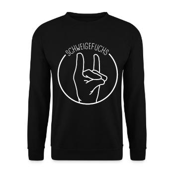 Schweigefuchs Leisefuchs Geschenkidee Geschenk - Unisex Pullover - Schwarz - Vorne - Alina (178cm) & Michal (187cm)