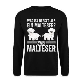 Zwei Malteser Hund Malteser - Unisex Pullover - Schwarz - Vorne - Alina (178cm) & Michal (187cm)