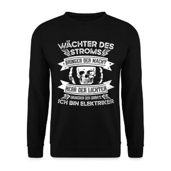 Elektrik Wächter des Stromes - Unisex Pullover - Schwarz - Vorne - Alina (178cm) & Michal (187cm)