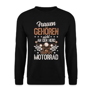 Motorrad - Unisex Pullover - Schwarz - Vorne - Alina (178cm) & Michal (187cm)