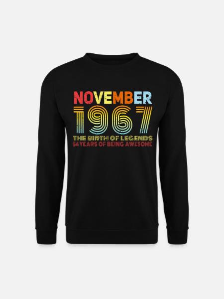 1967 Im November Vintage Geschenk - Unisex Pullover - Schwarz