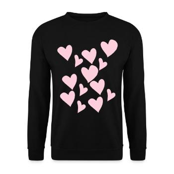 Zart Rosa Herzen - Unisex Pullover - Schwarz - Vorne - Alina (178cm) & Michal (187cm)