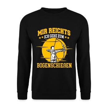 Mir Reichts Ich gehe zum Bogenschießen Bogensport - Unisex Pullover - Schwarz - Vorne - Alina (178cm) & Michal (187cm)