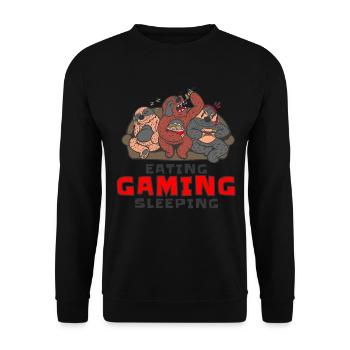 Eating Gaming Sleeping Faultiere auf Couch Design - Unisex Pullover - Schwarz - Vorne - Alina (178cm) & Michal (187cm)