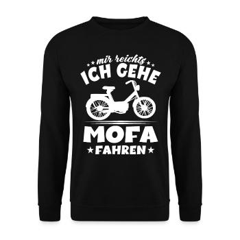 Moped Motorrad - Mir Reichts ich Gehe Mofa fahren - Unisex Pullover - Schwarz - Vorne - Alina (178cm) & Michal (187cm)