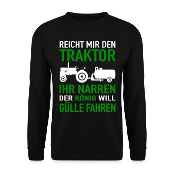 Landwirt Bauer Reicht Mir Den Traktor Gülle Fahren - Unisex Pullover - Schwarz - Vorne - Alina (178cm) & Michal (187cm)