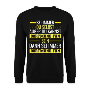 Dortmund Fan Fußball Sport Fanartikel - Unisex Pullover - Schwarz - Vorne - Alina (178cm) & Michal (187cm)