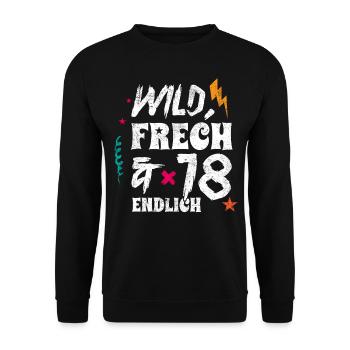 Geschenk 18 Geburtstag Erwachsen Achtzehn - Unisex Pullover - Schwarz - Vorne - Alina (178cm) & Michal (187cm)